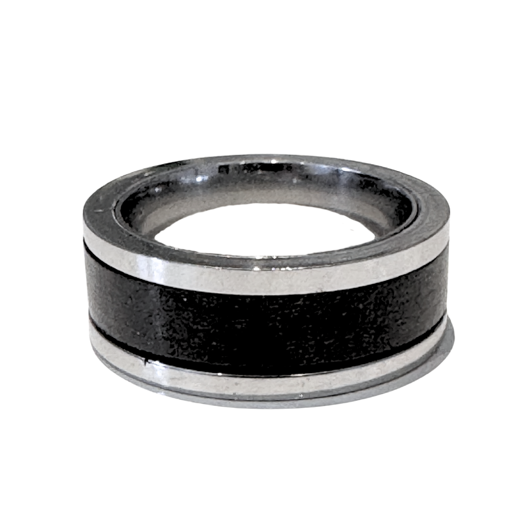 Bague en bois rouge et tungsten argent unisexe
